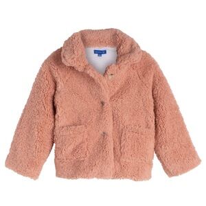 Maison Me Phoebe Cropped Teddy Coat, Rose, Size 3 years